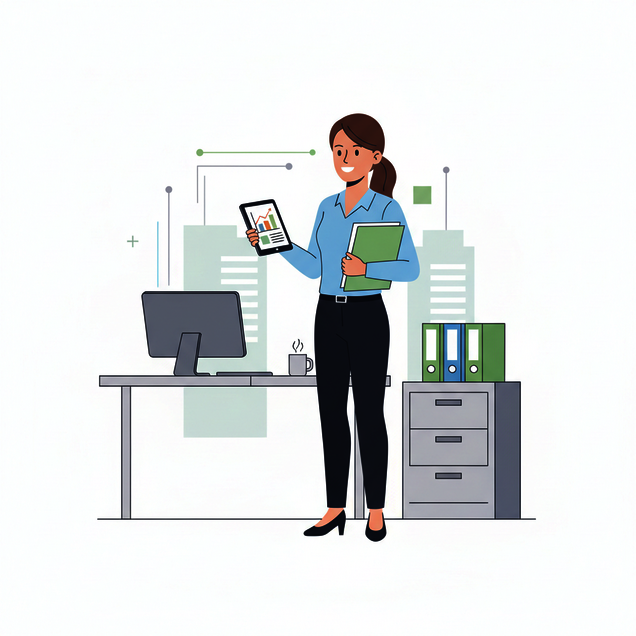 illustration_einer_brokauffrau_in_einem_unternehm