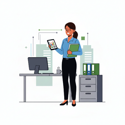 illustration_einer_brokauffrau_in_einem_unternehm